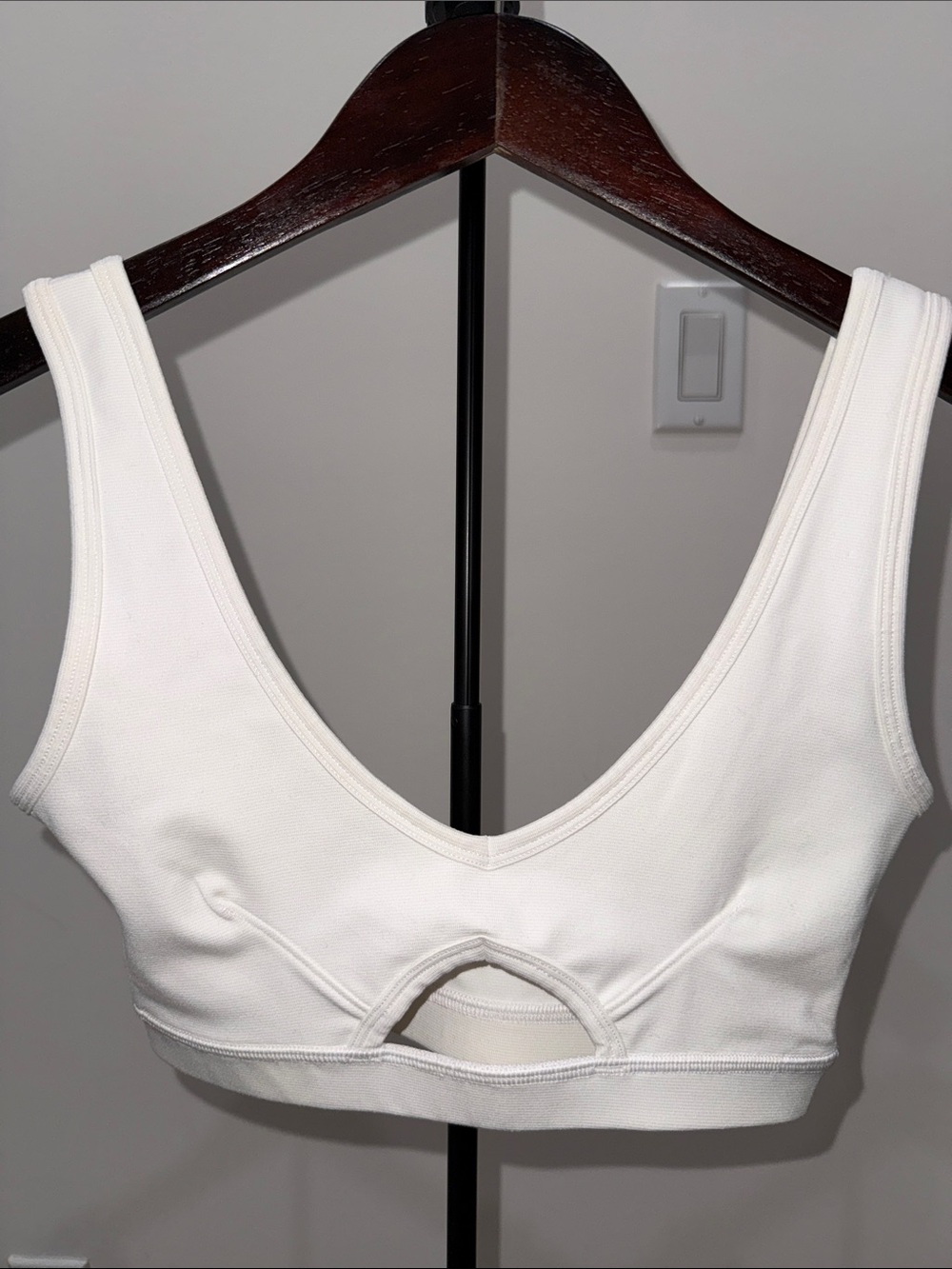 Outdoor Voices White Cutout Sports Bra Cream White